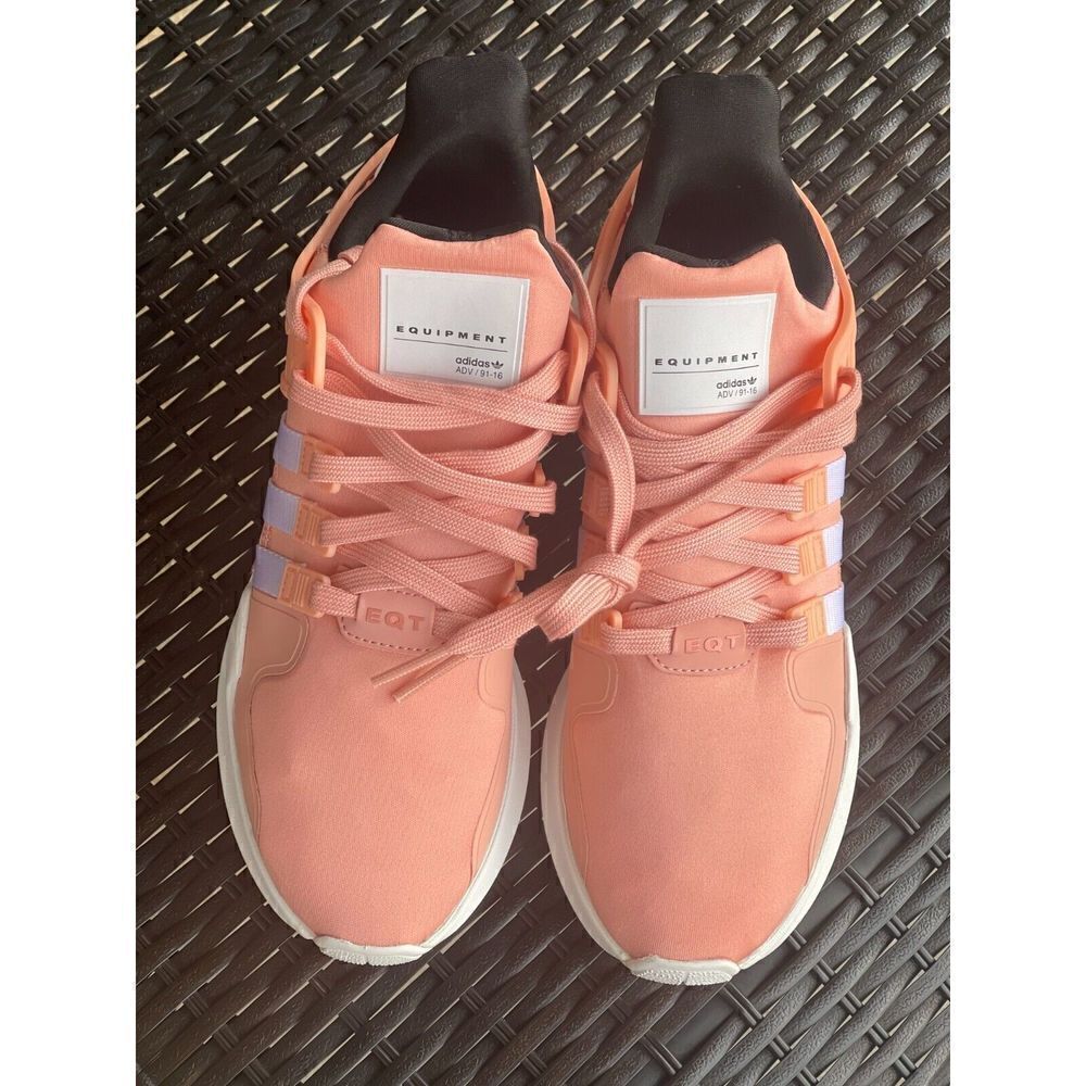 Adidas EQT Athletic Shoes Men's US 7 Pink Striped Round Toe Lace Up Flat Heel